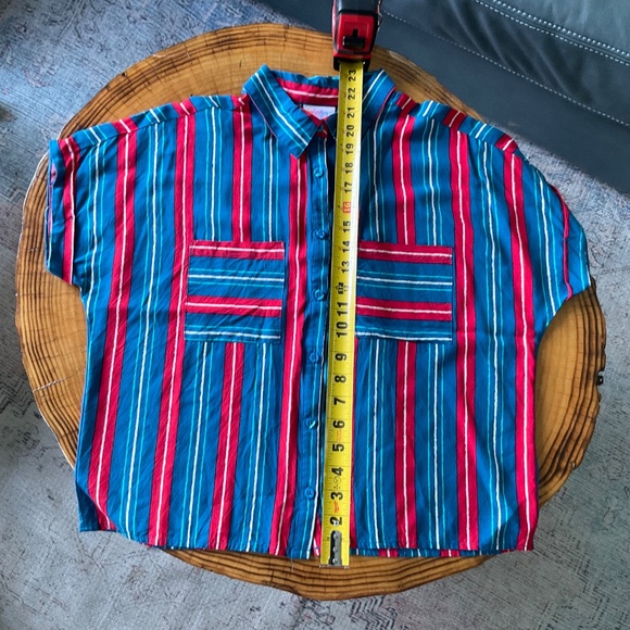 LulaRoe XS Striped Button Down Top Blouse Bright Block Colors - Picture 3 of 6